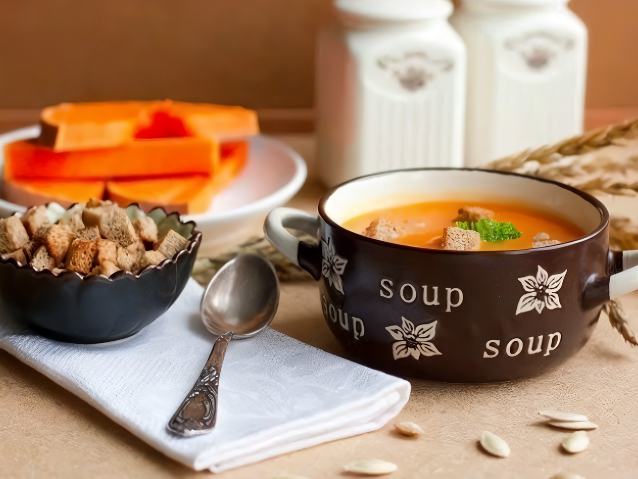 Pumpkin Soup with Croutons