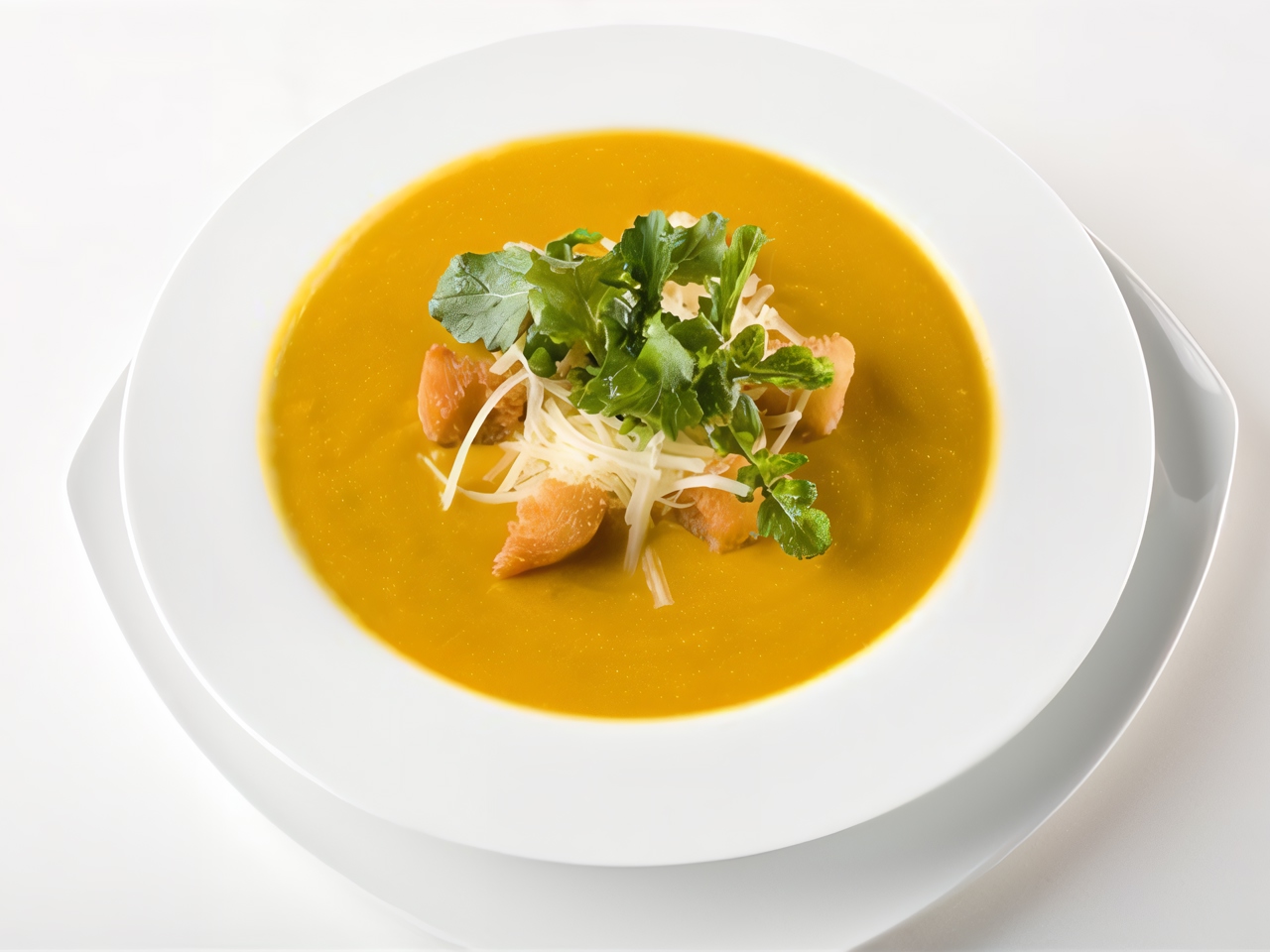 Pumpkin Soup with Cream and Parmesan