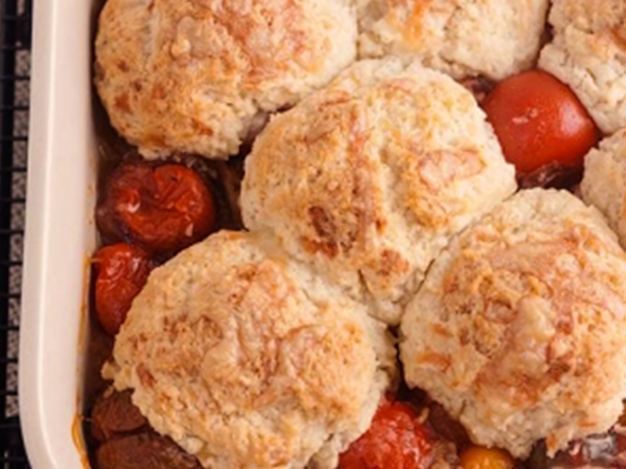 Tomato Cobbler with Cheese Biscuit