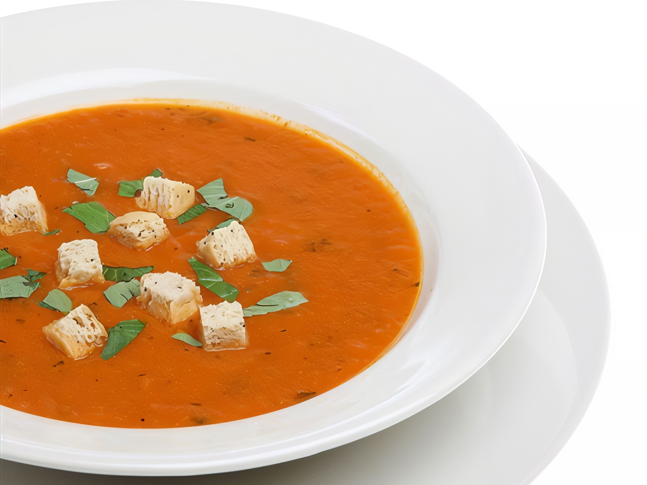Tomato Soup with Sweet Peppers and Croutons
