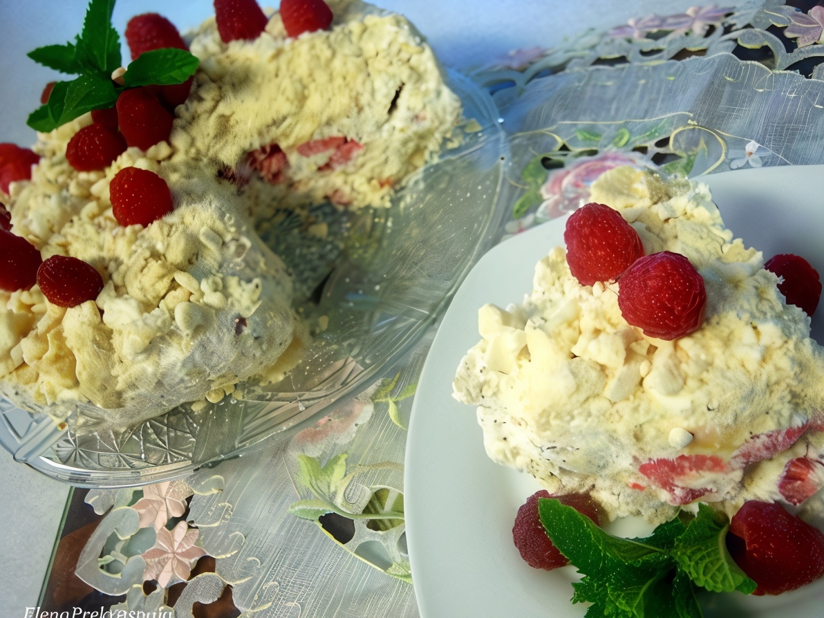 Meringue Cake with Raspberries