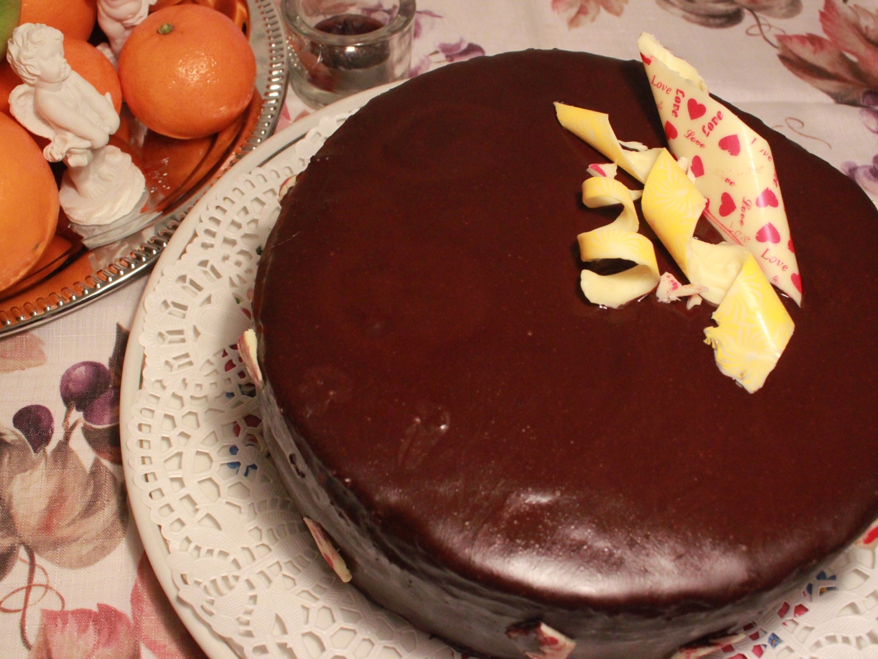Raspberry-Cherry Truffle Cake