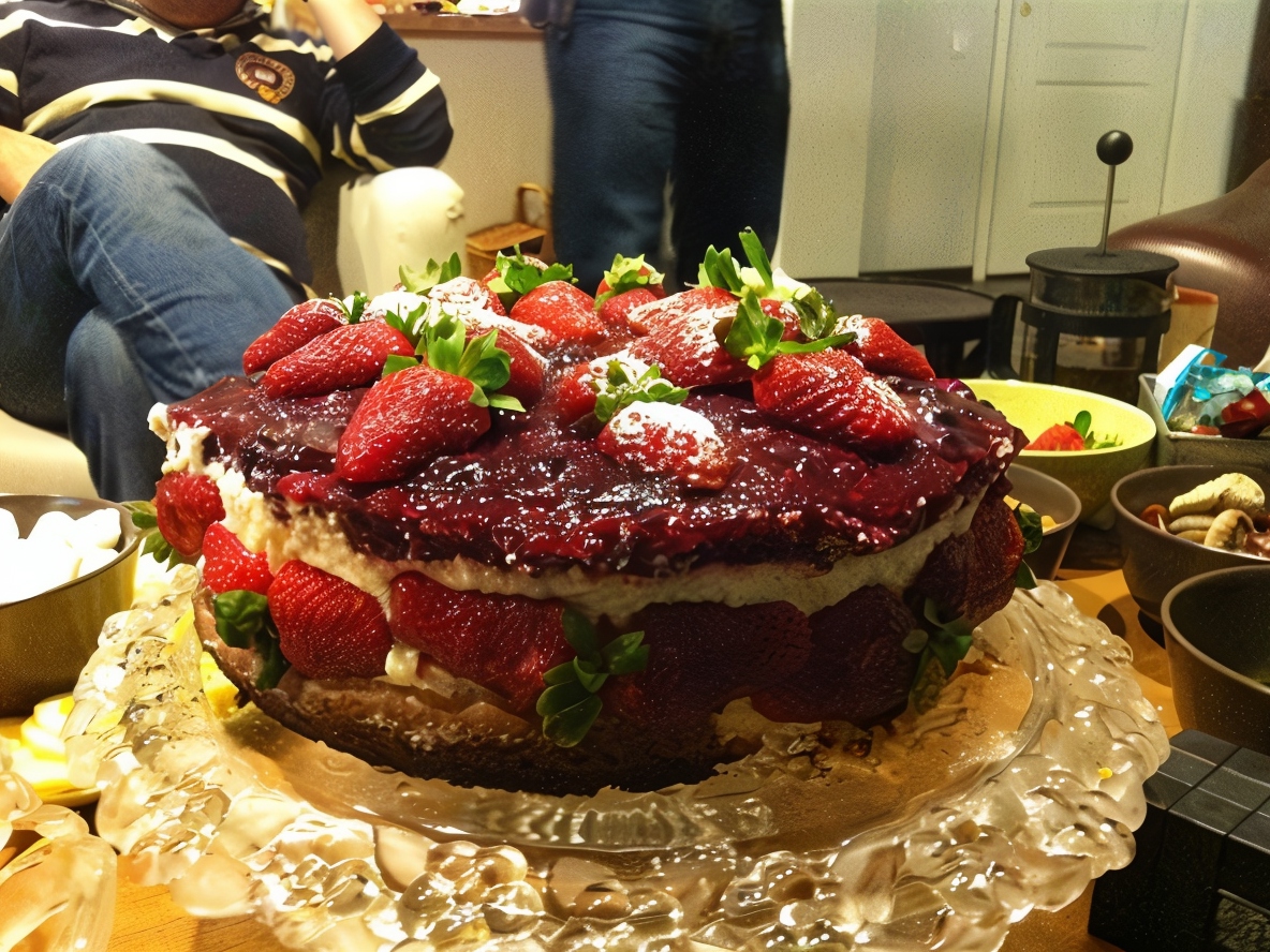 Cake with Berry Jelly and Lemon Cream