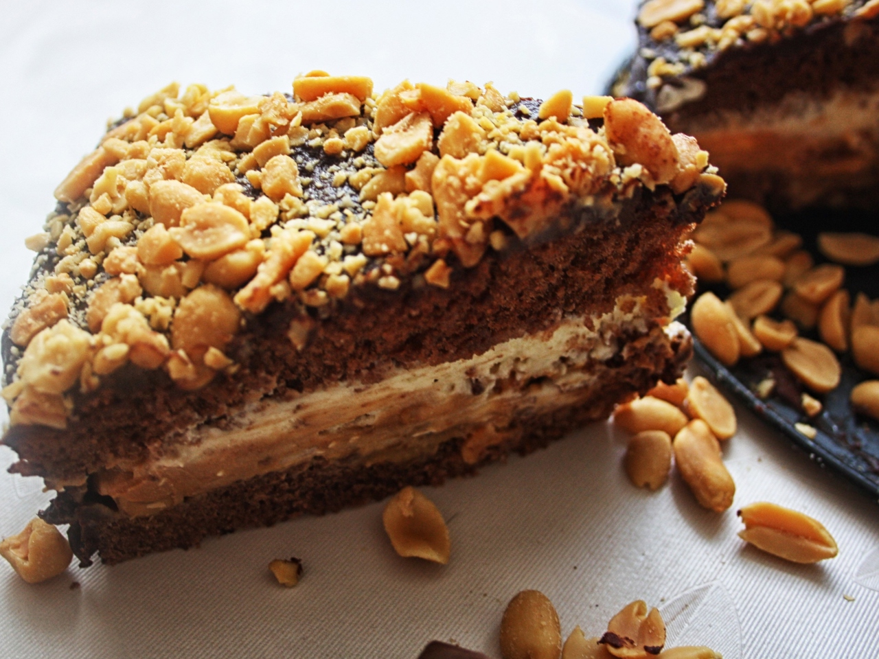 Snickers Cake with Two Creams