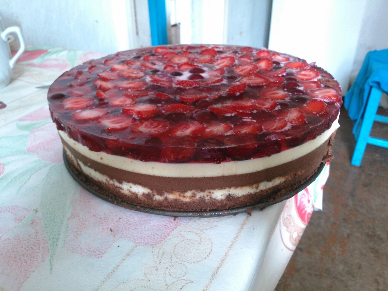 Three Chocolate Cake with Cream