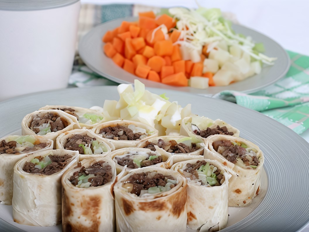 Tortillas with Cream Cheese, Beef, and Celery