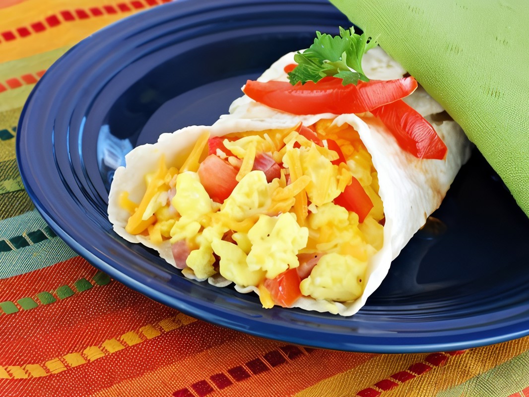 Tortillas with Omelette, Bacon, and Cheese