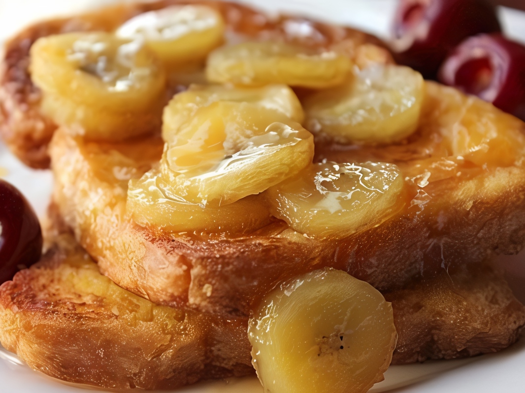 Toast with Banana Caramel Sauce