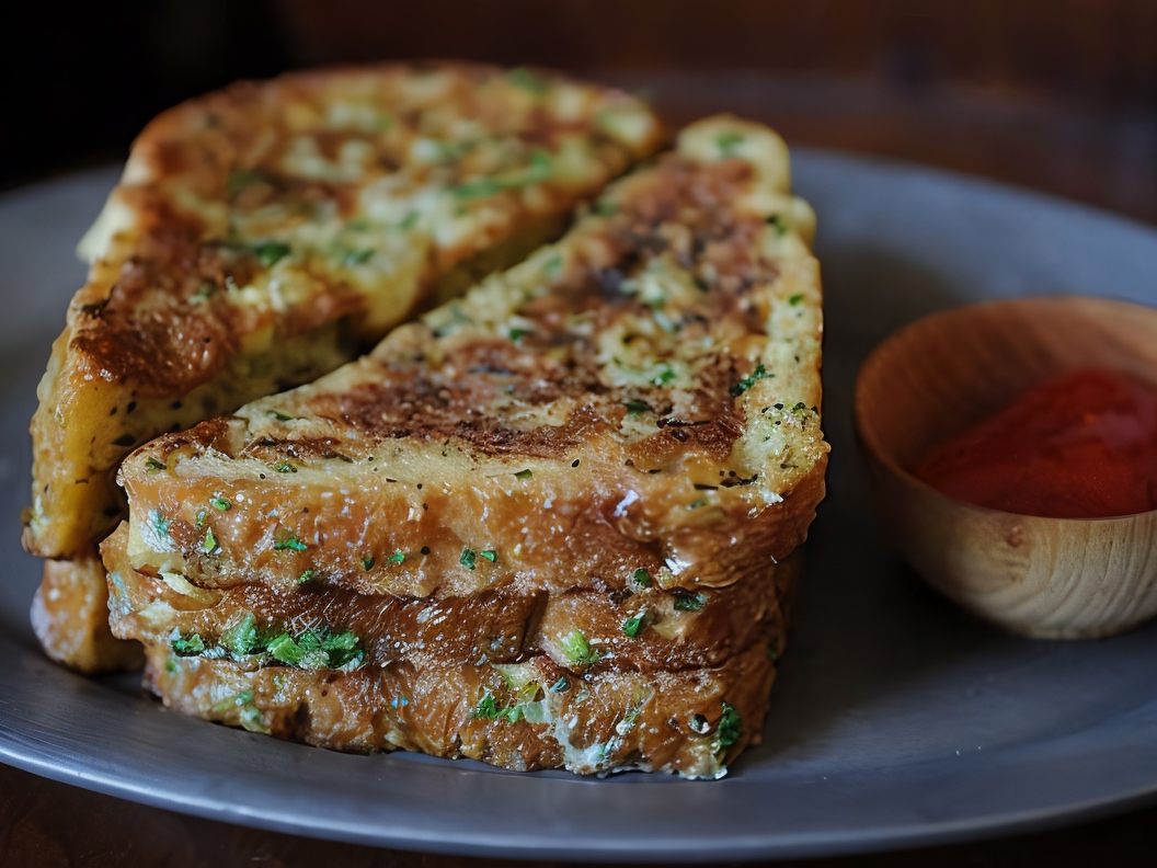 Toasts with Green Onions and Cilantro