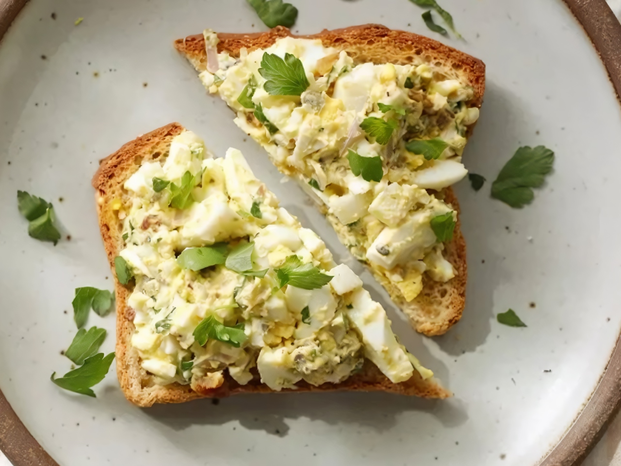 Toast with Egg Salad and Salmon