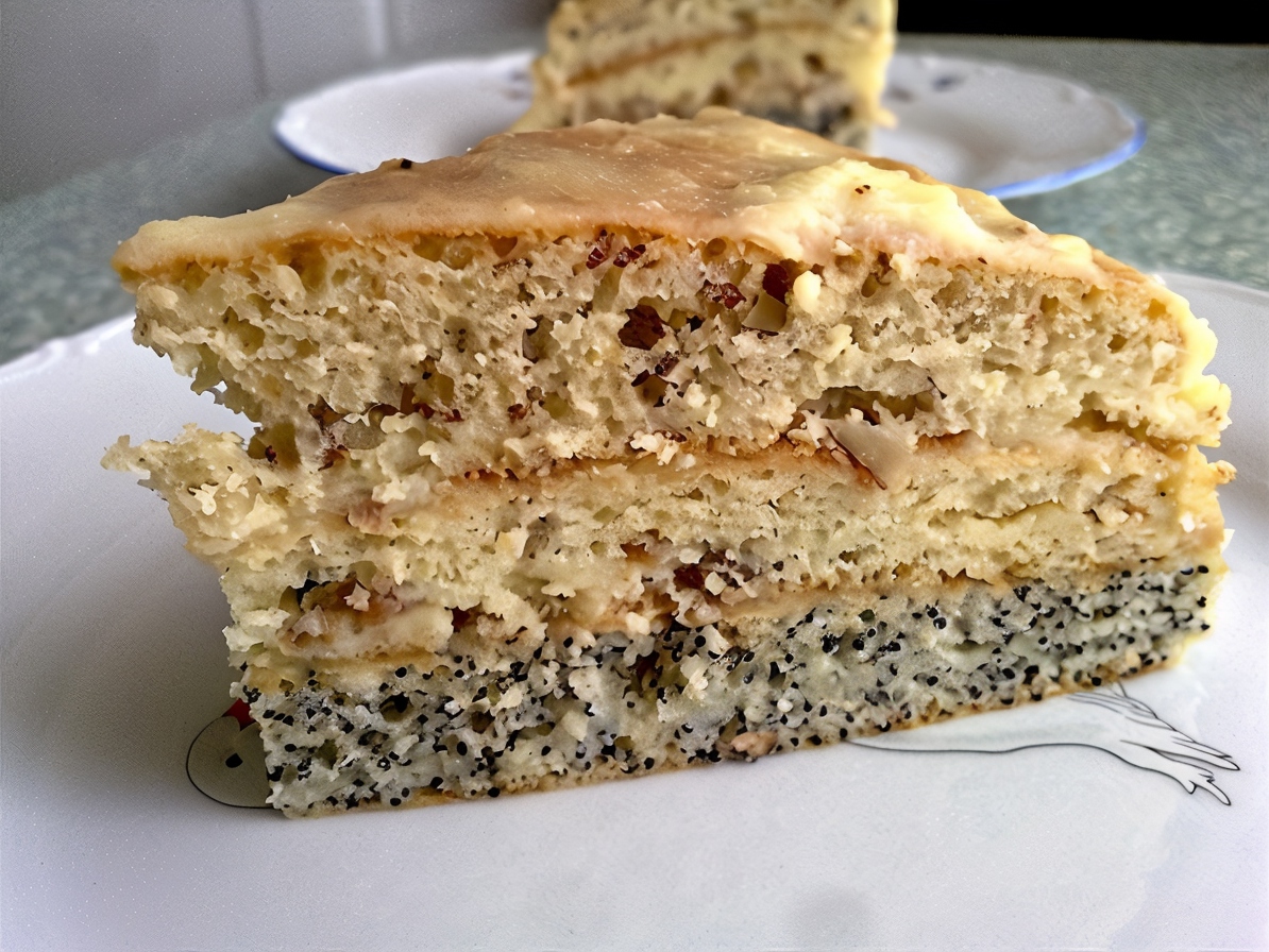 Маково-ореховый торт со сгущенкой «нежный, уютный, вкусно домашний»