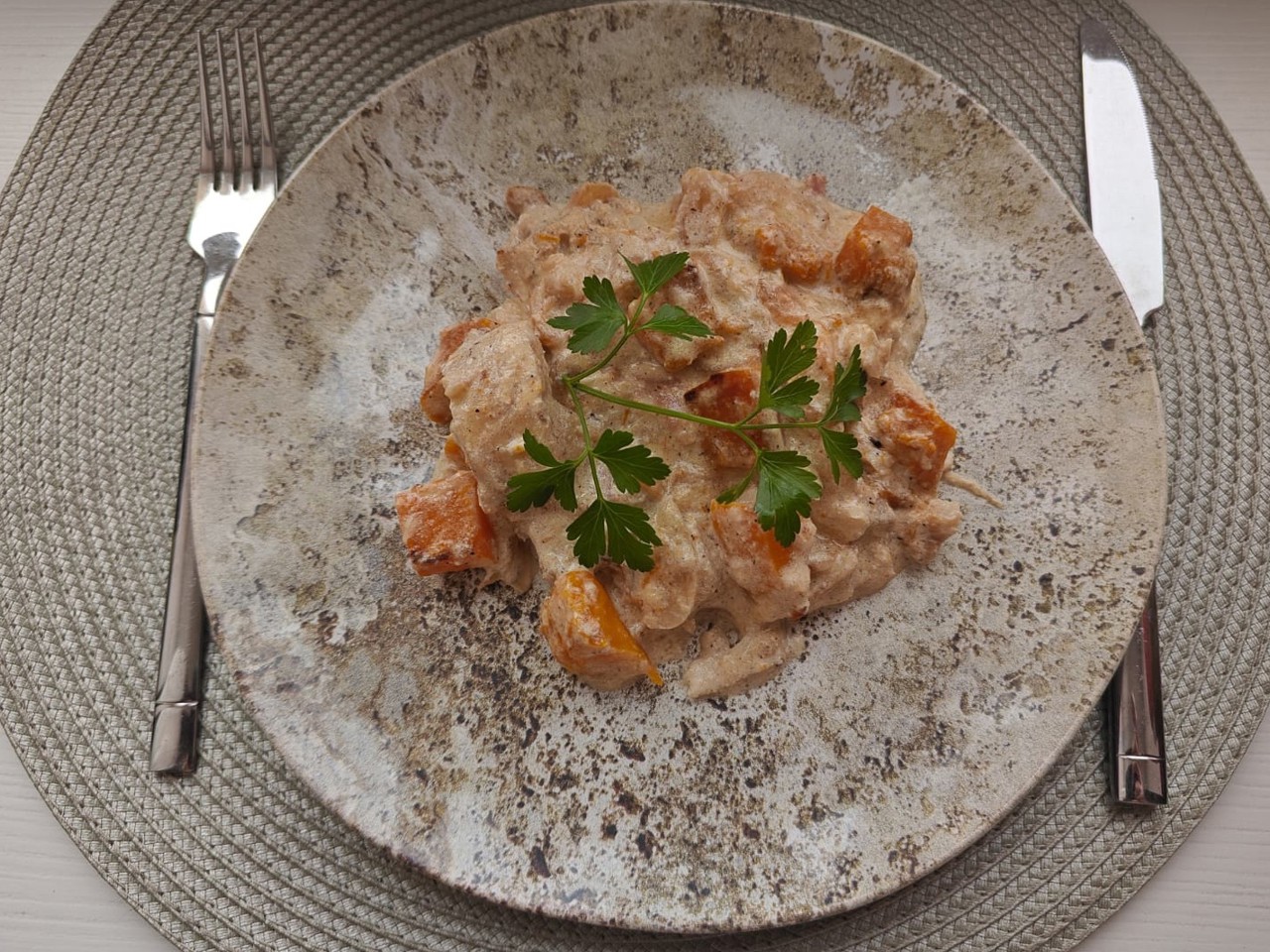 Cod with Pumpkin and Bacon