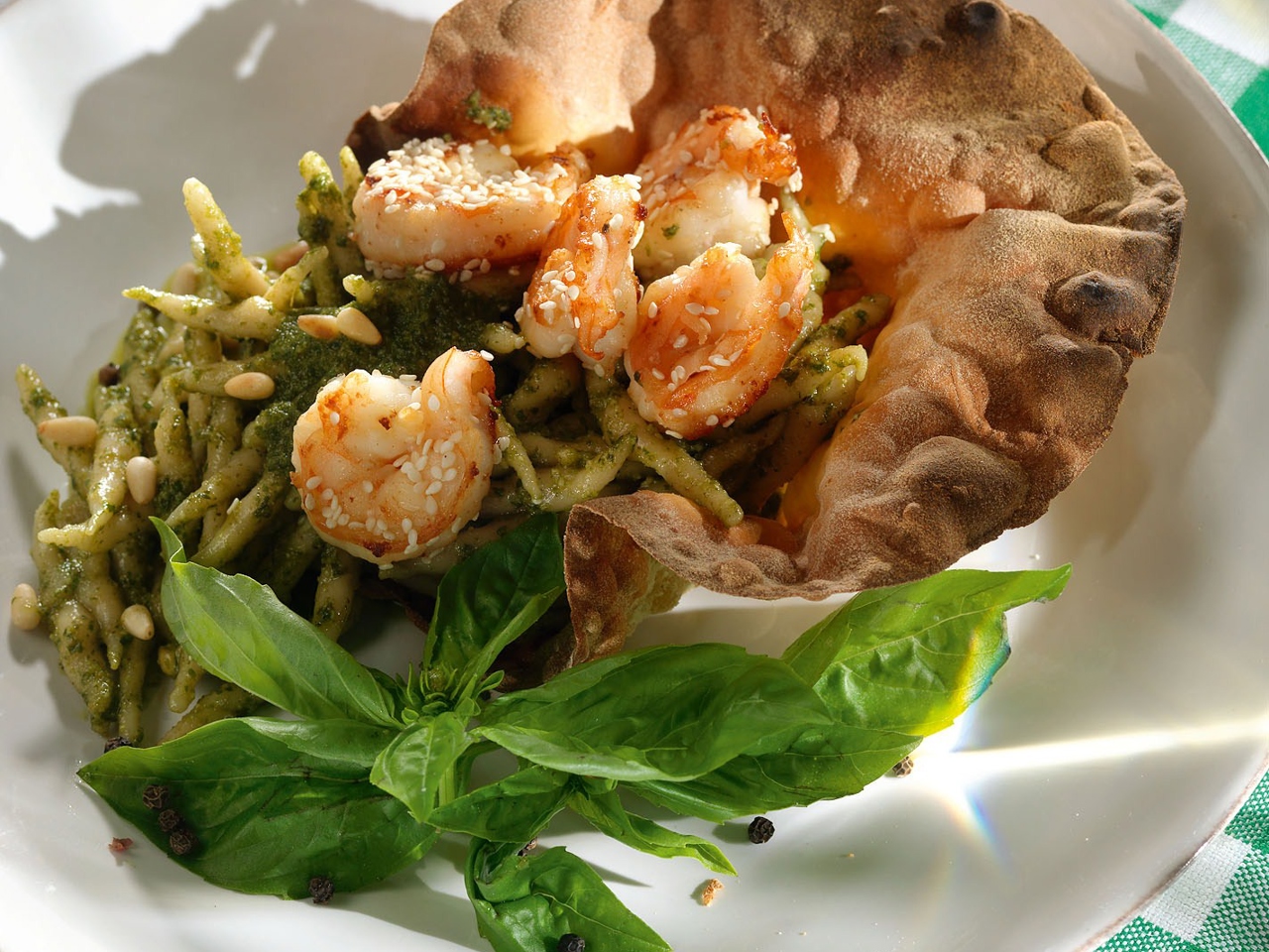 Trofie with Pesto and Shrimp