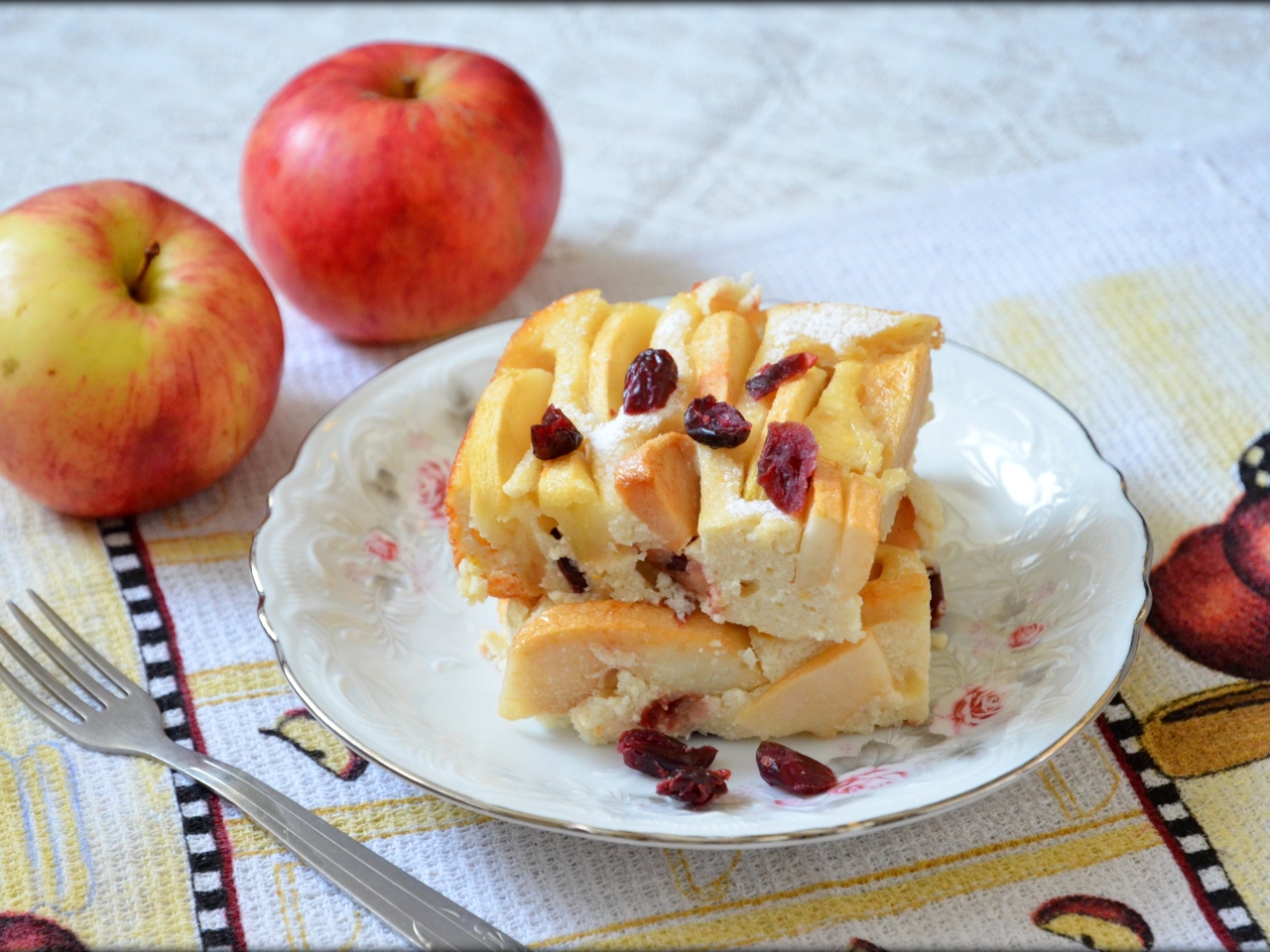 Cottage Cheese and Apple Casserole with Cranberries