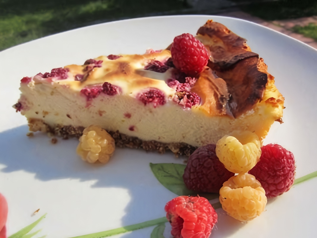 Cottage Cheese and Berry Casserole with Powdered Sugar