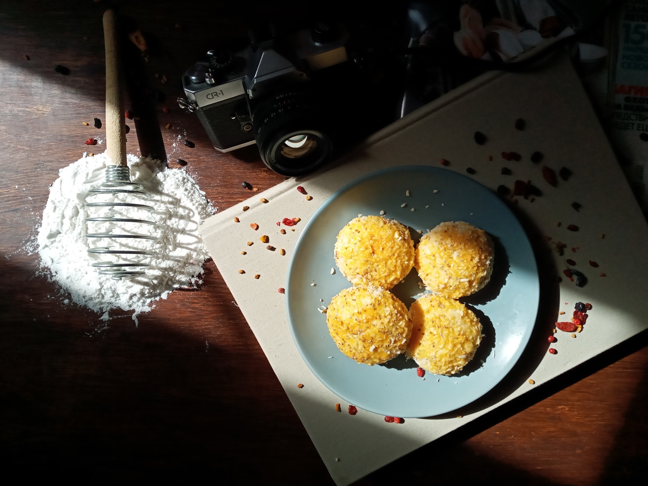 Cottage Cheese Buns with Berry Filling and Coconut
