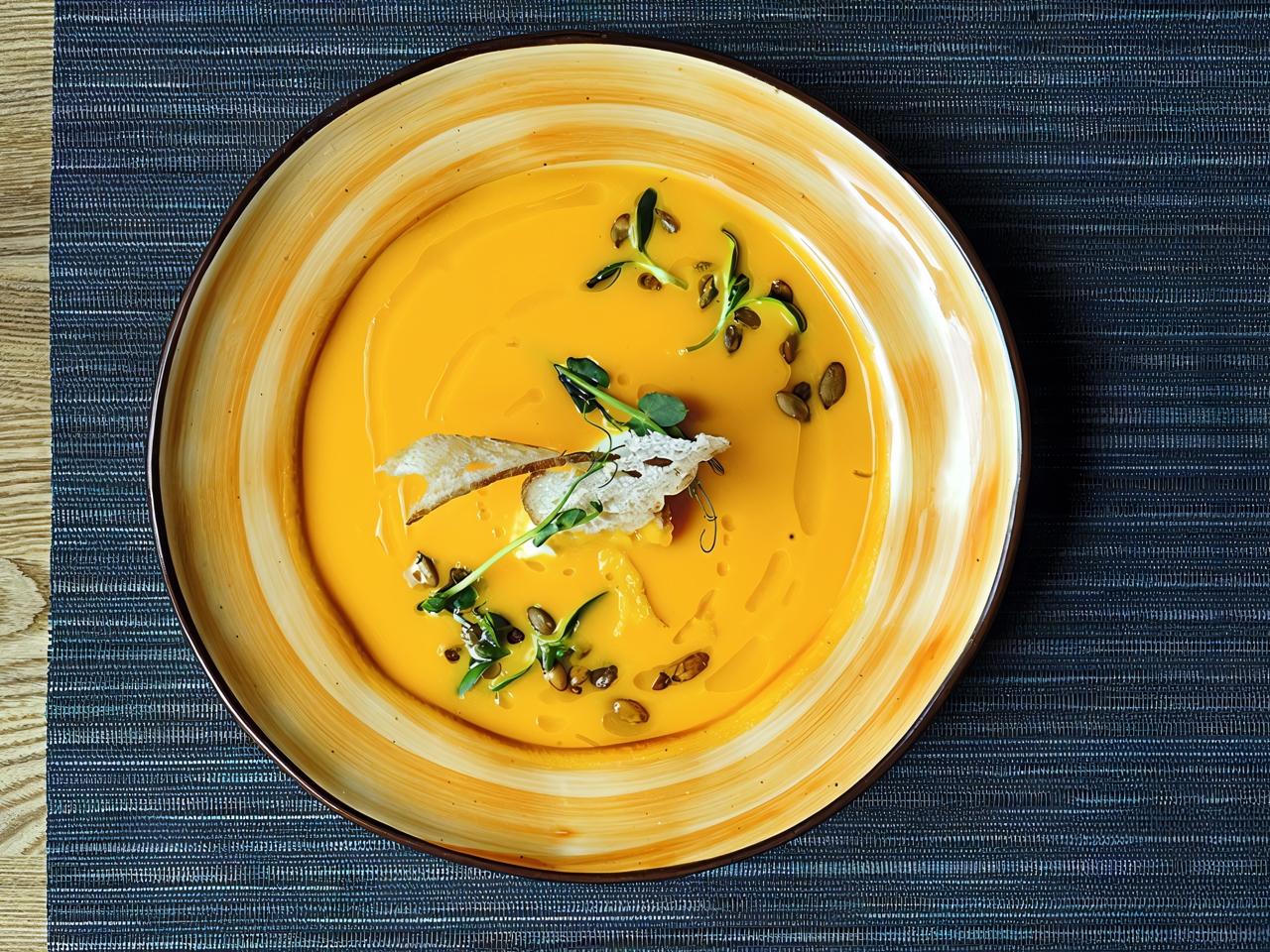 Pumpkin Soup with Ciabatta Chips