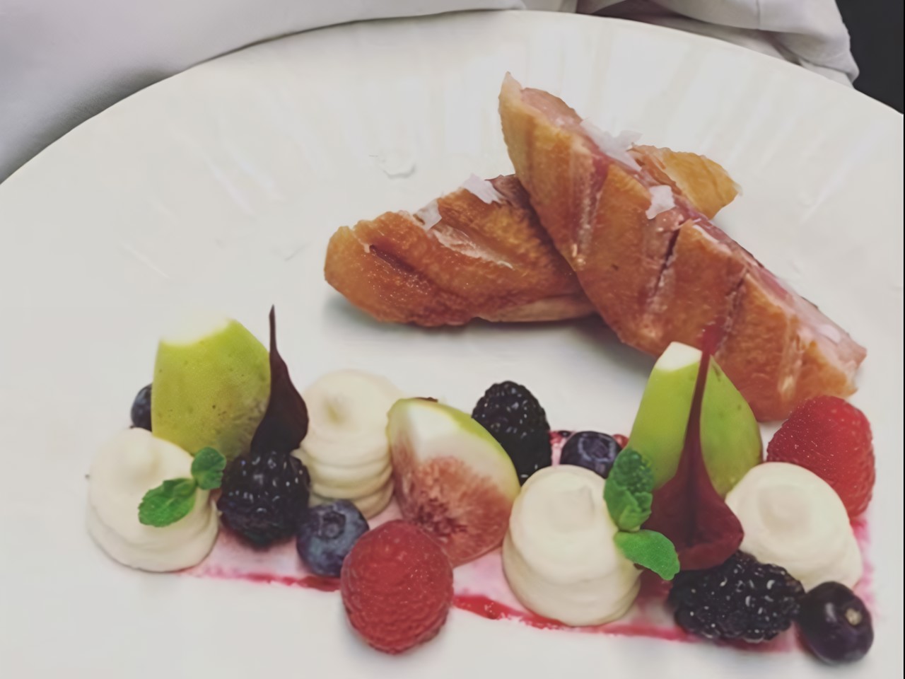 Duck Breast with Celery Puree and Berries
