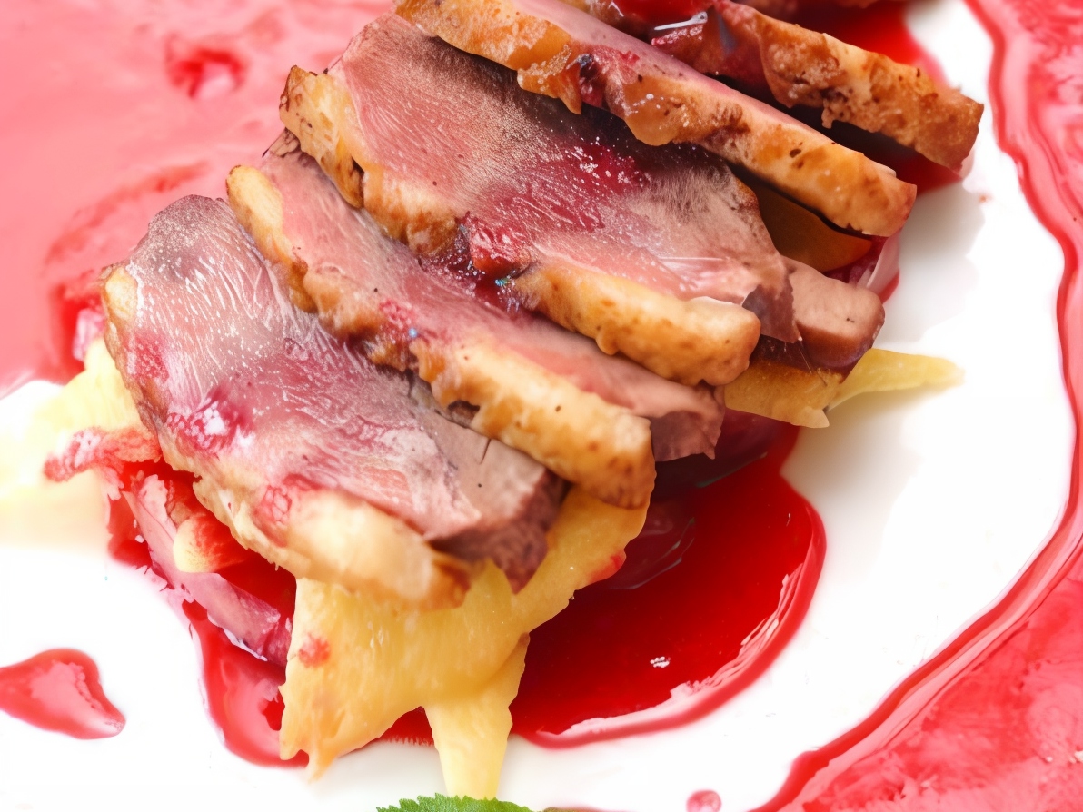 Duck Breasts with Pepper in Blueberry Sauce