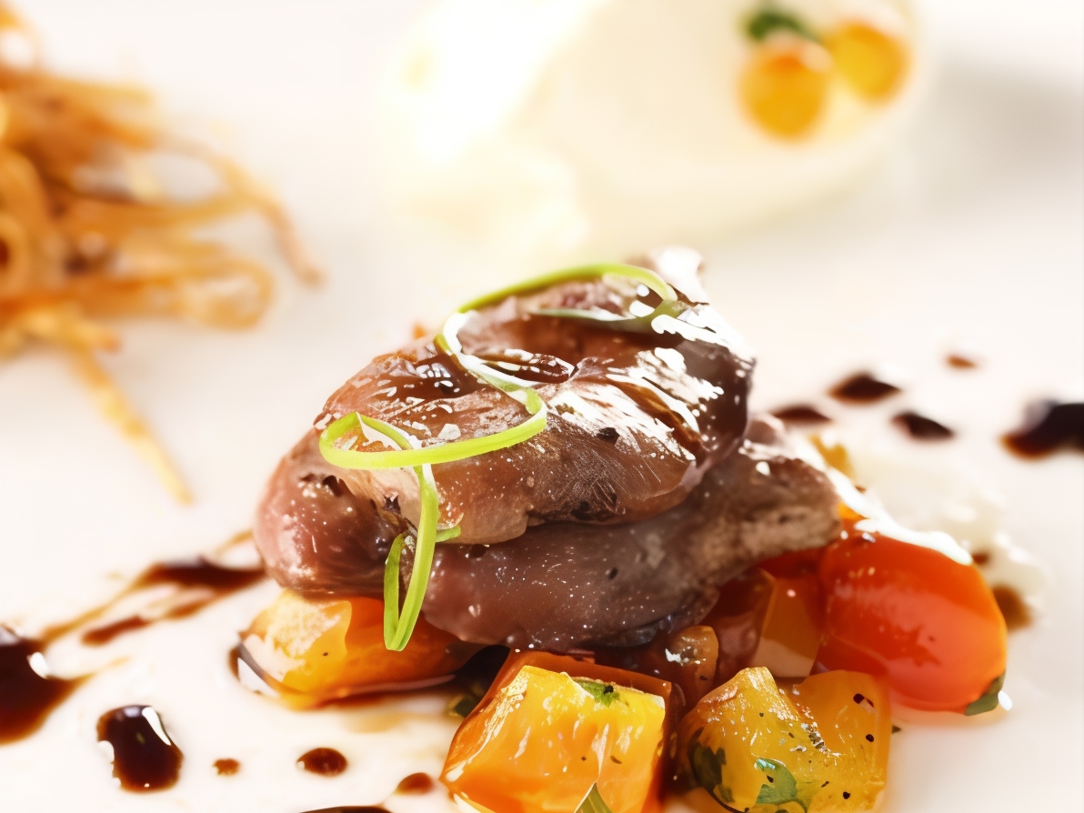 Spiced Duck Breasts with Peach and Chili Salad