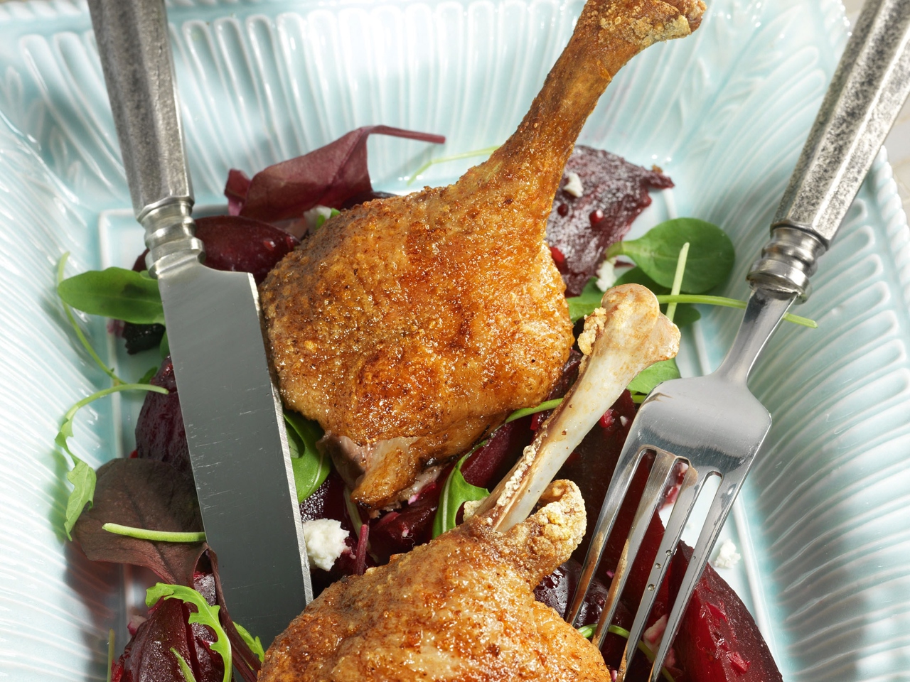 Duck Legs with Roasted Beets and Goat Cheese