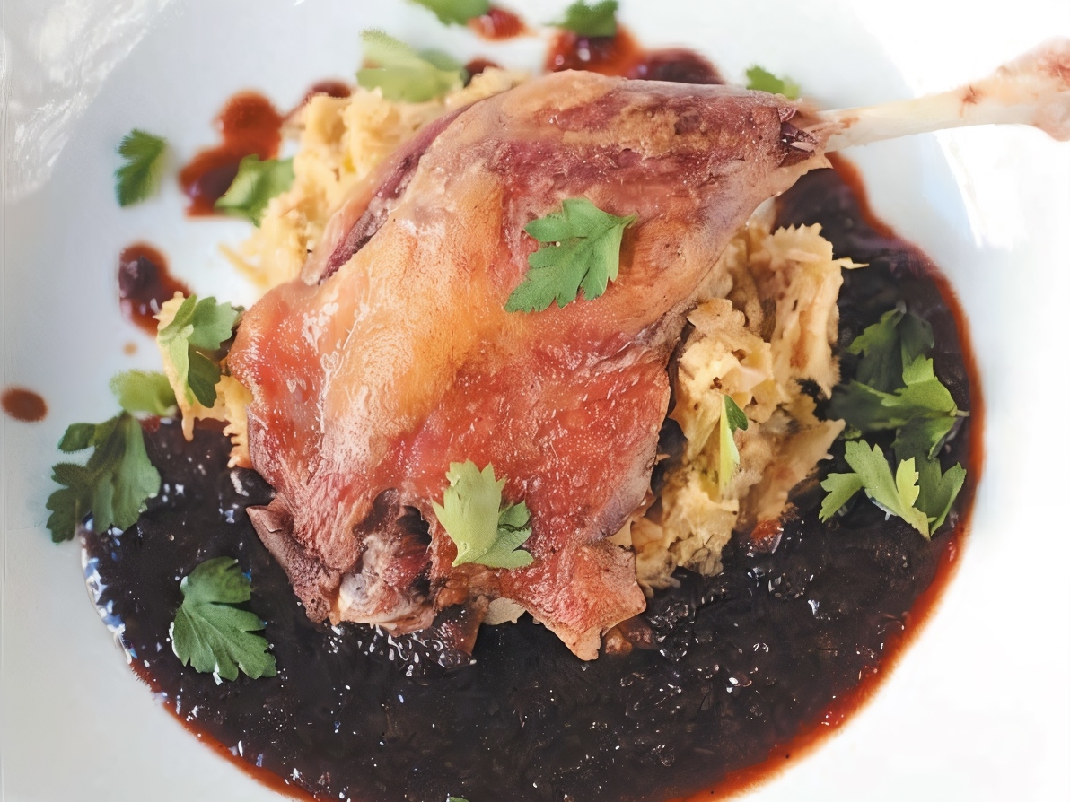 Duck Confit with Mushroom Sauce
