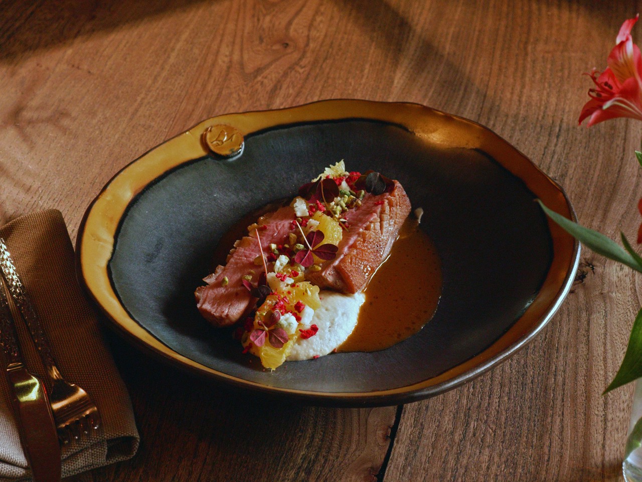 Duck with Celery and Jerusalem Artichoke Purée