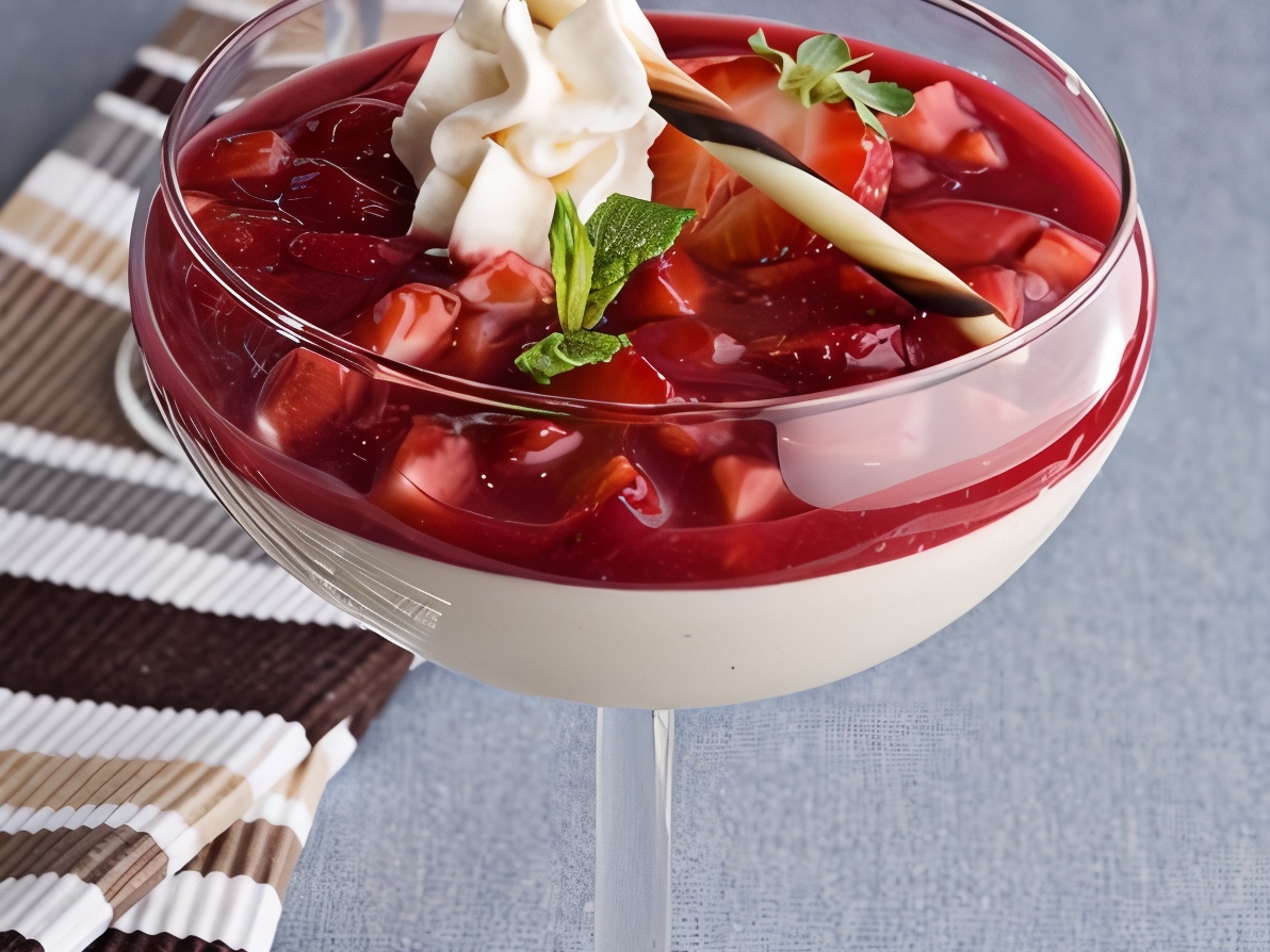 Vanilla Pudding with Fresh Strawberry Jam