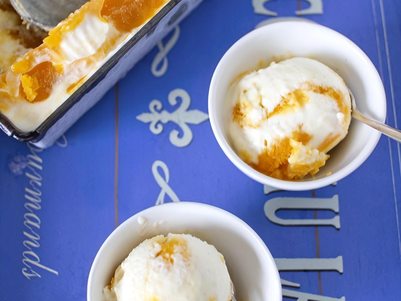 Vanilla Ice Cream with Saffron-Mango Layer