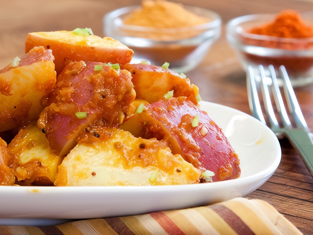 Boiled Young Potatoes with Cheese-Tomato Sauce