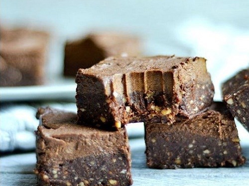 Vegan Chocolate-Coffee Mousse Brownies with Nuts