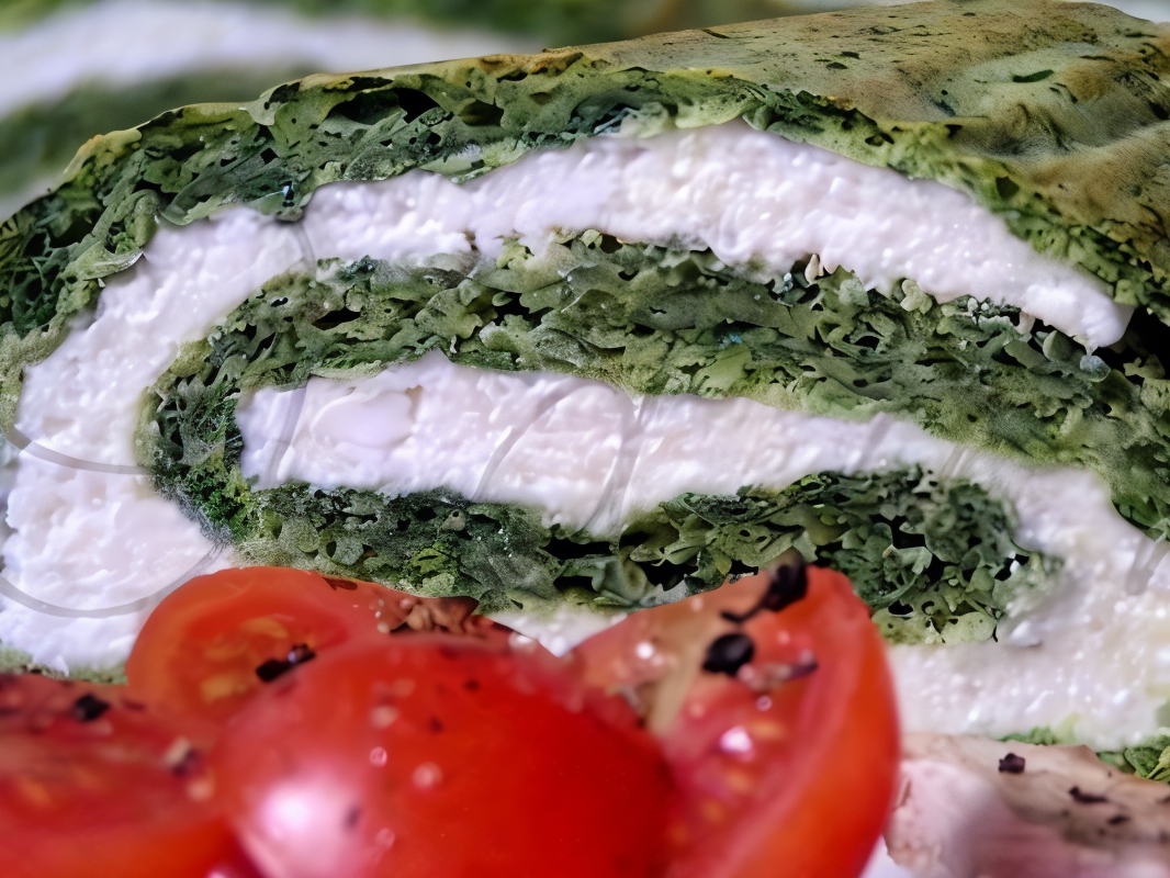 Vegetarian Spinach Roll with Cottage Cheese