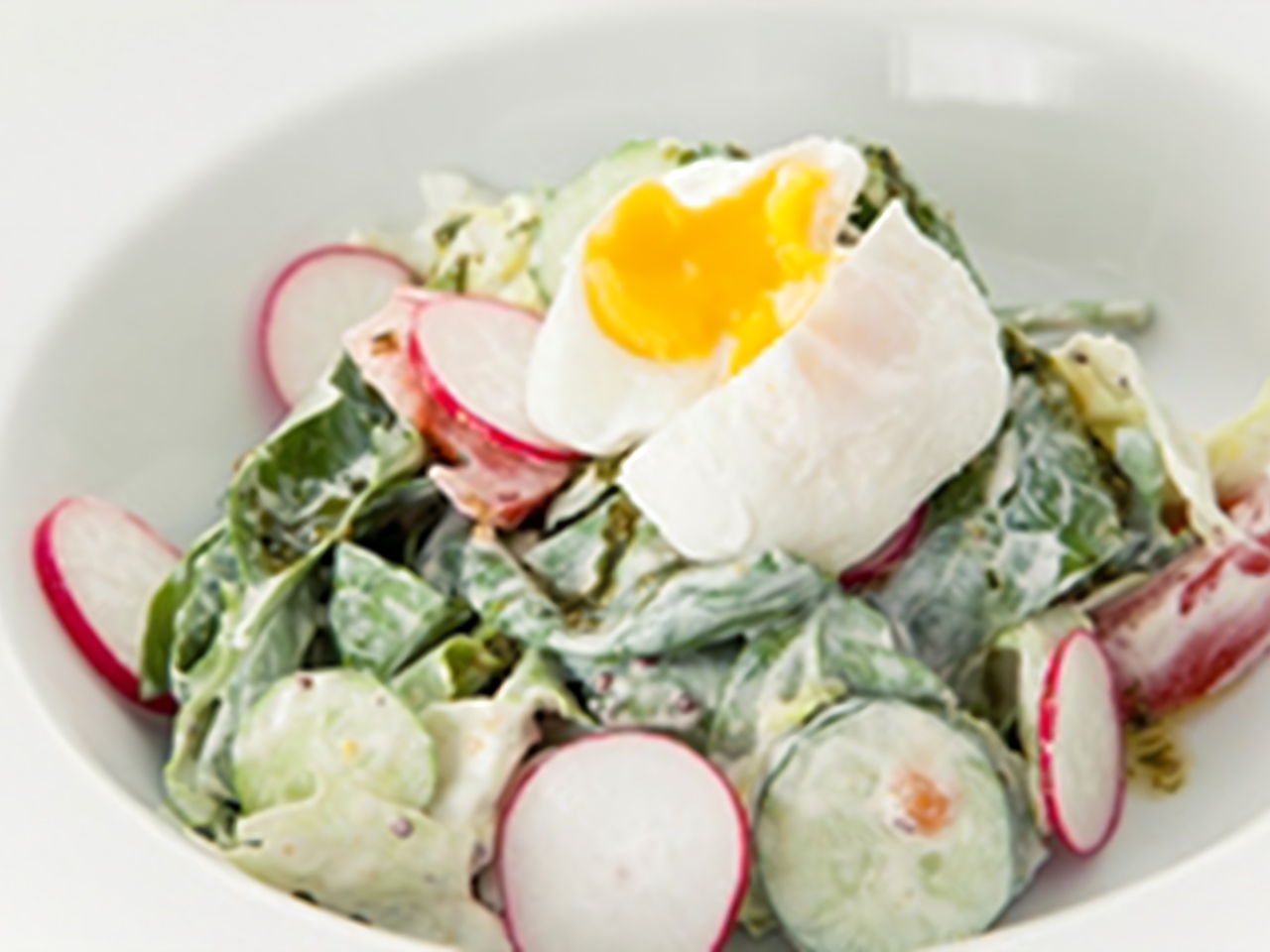 Spring Salad with Radishes and Poached Egg