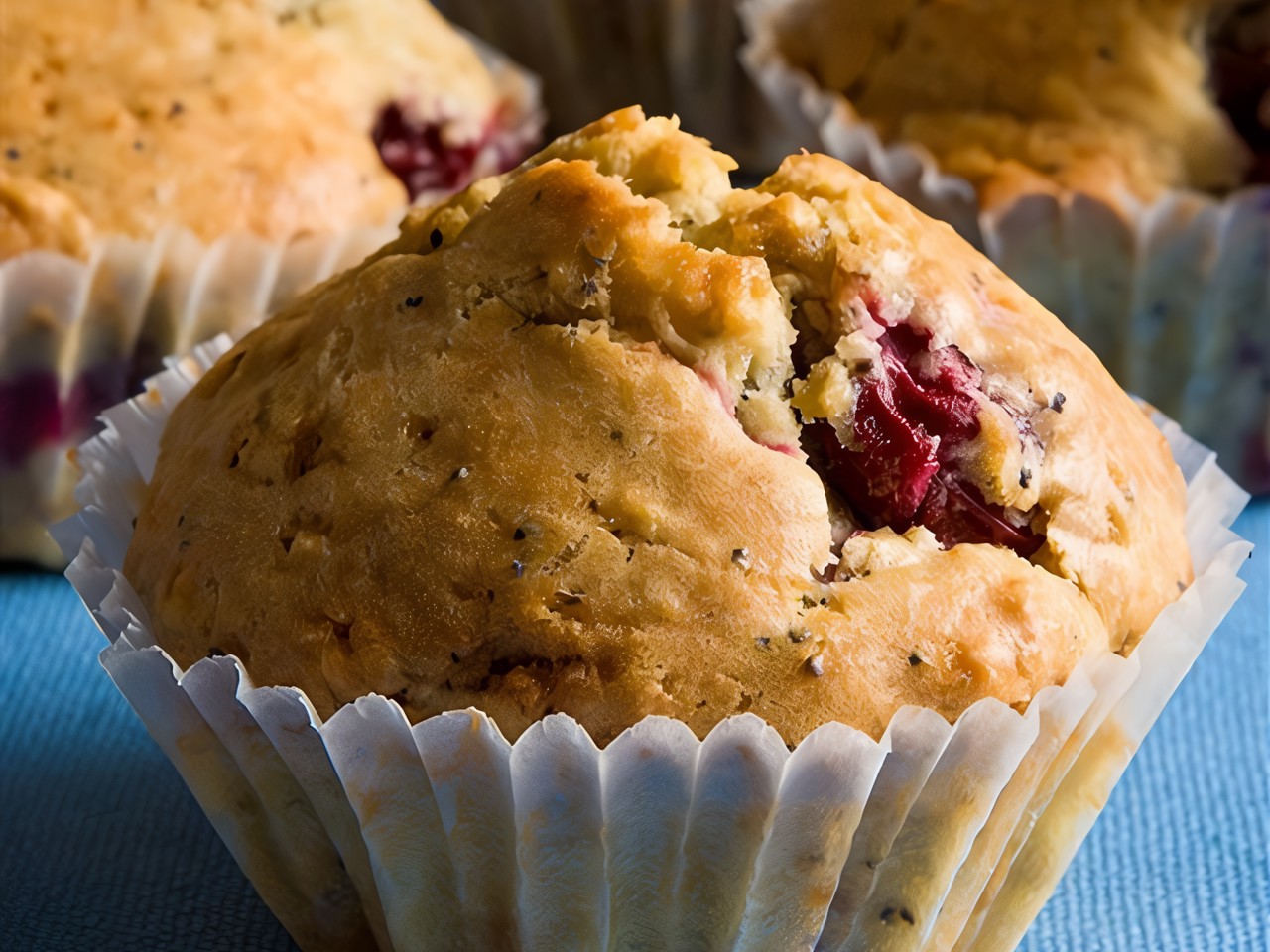 Cherry Muffins with White Chocolate
