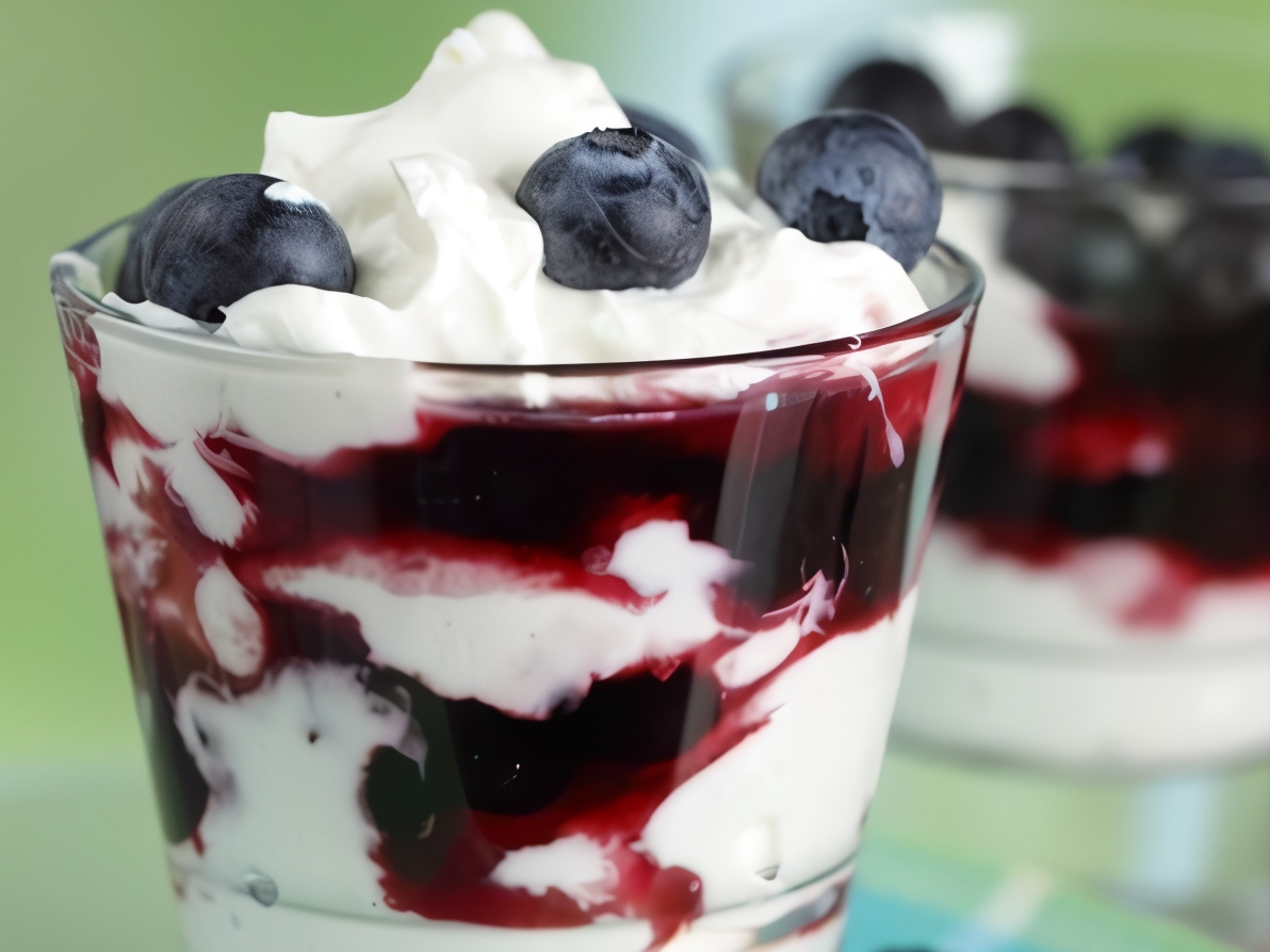 Whipped Cream with Blueberry Sauce