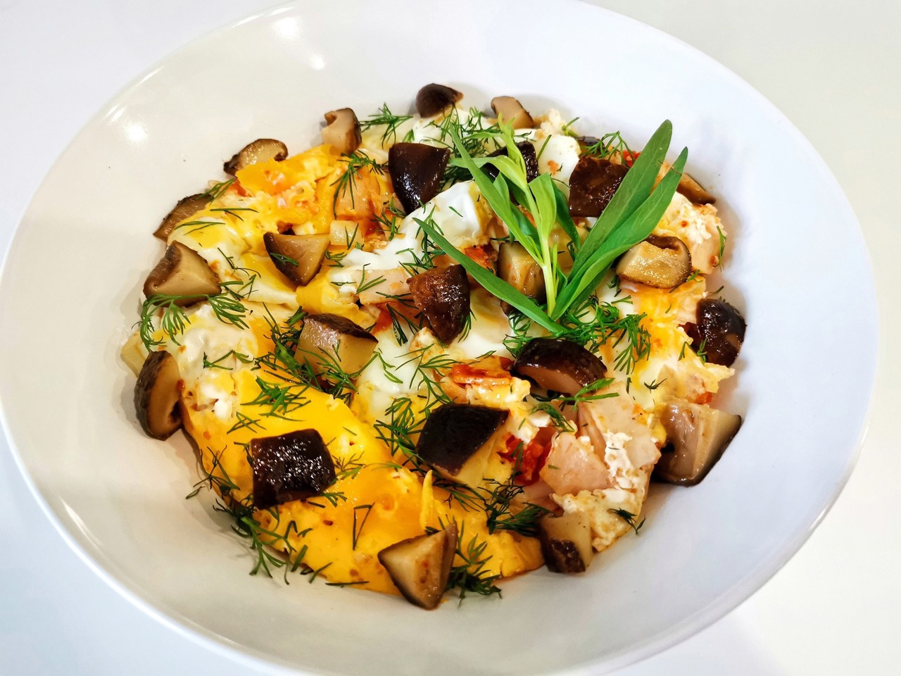 Scrambled Eggs with Pickled Mushrooms