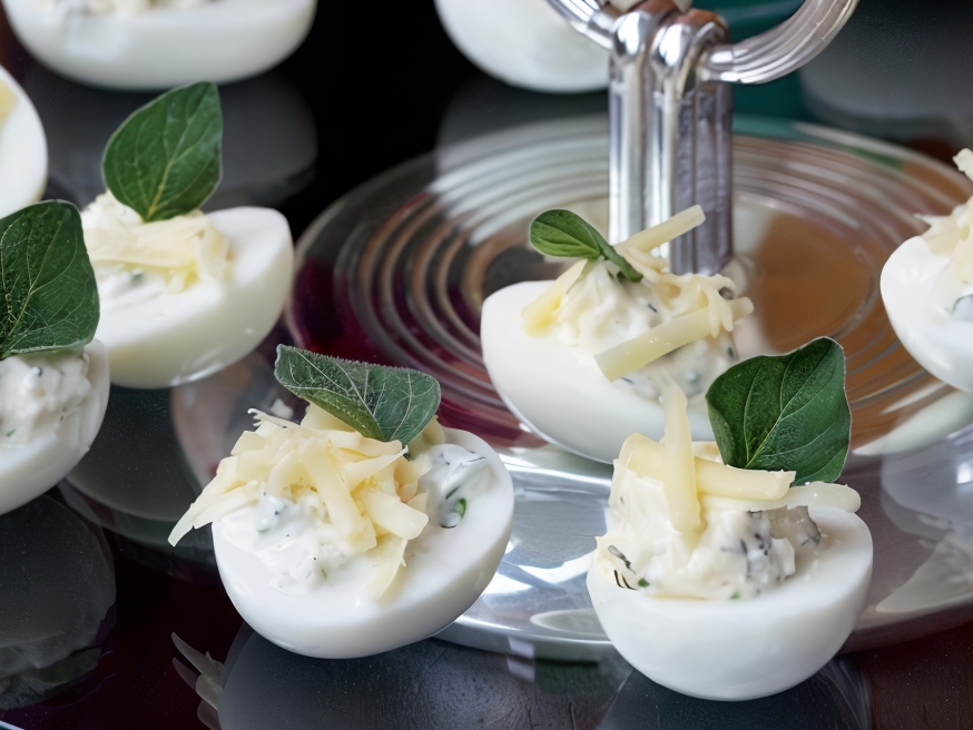 Stuffed Guinea Fowl Eggs with Cheese and Tarragon