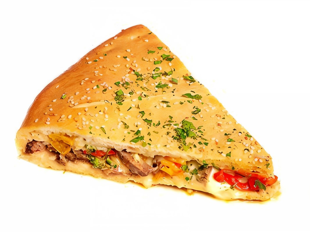 Closed Pizza with Herring, Tomatoes, and Basil