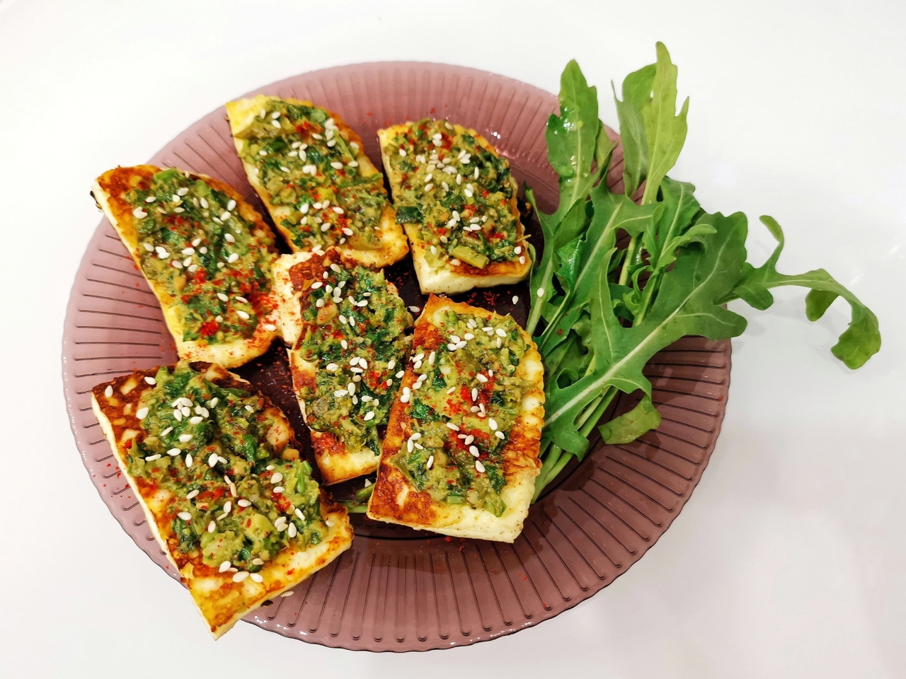Adyghe Cheese Appetizer with Pesto Sauce