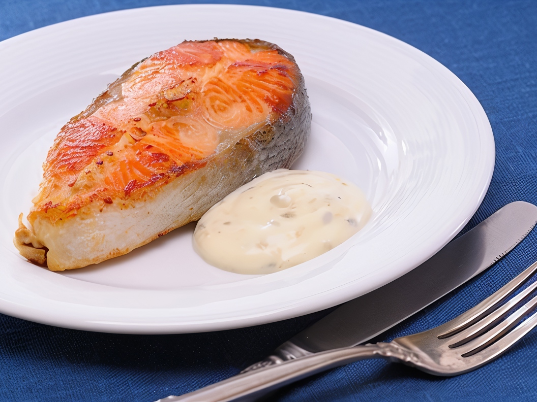 Salmon Appetizer with Tartar Sauce and Pink Pepper