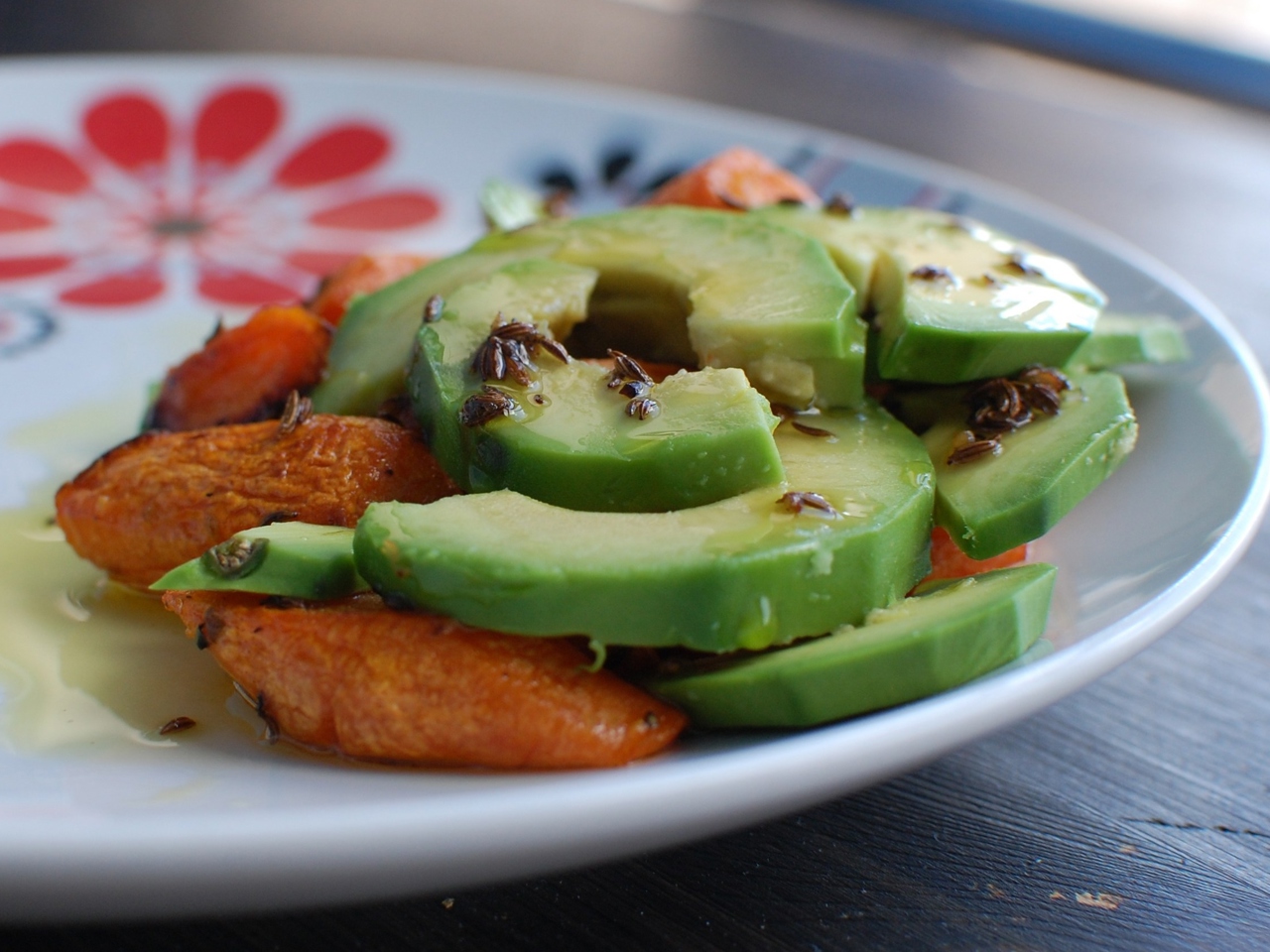 Baked Carrots with Avocado and Cumin