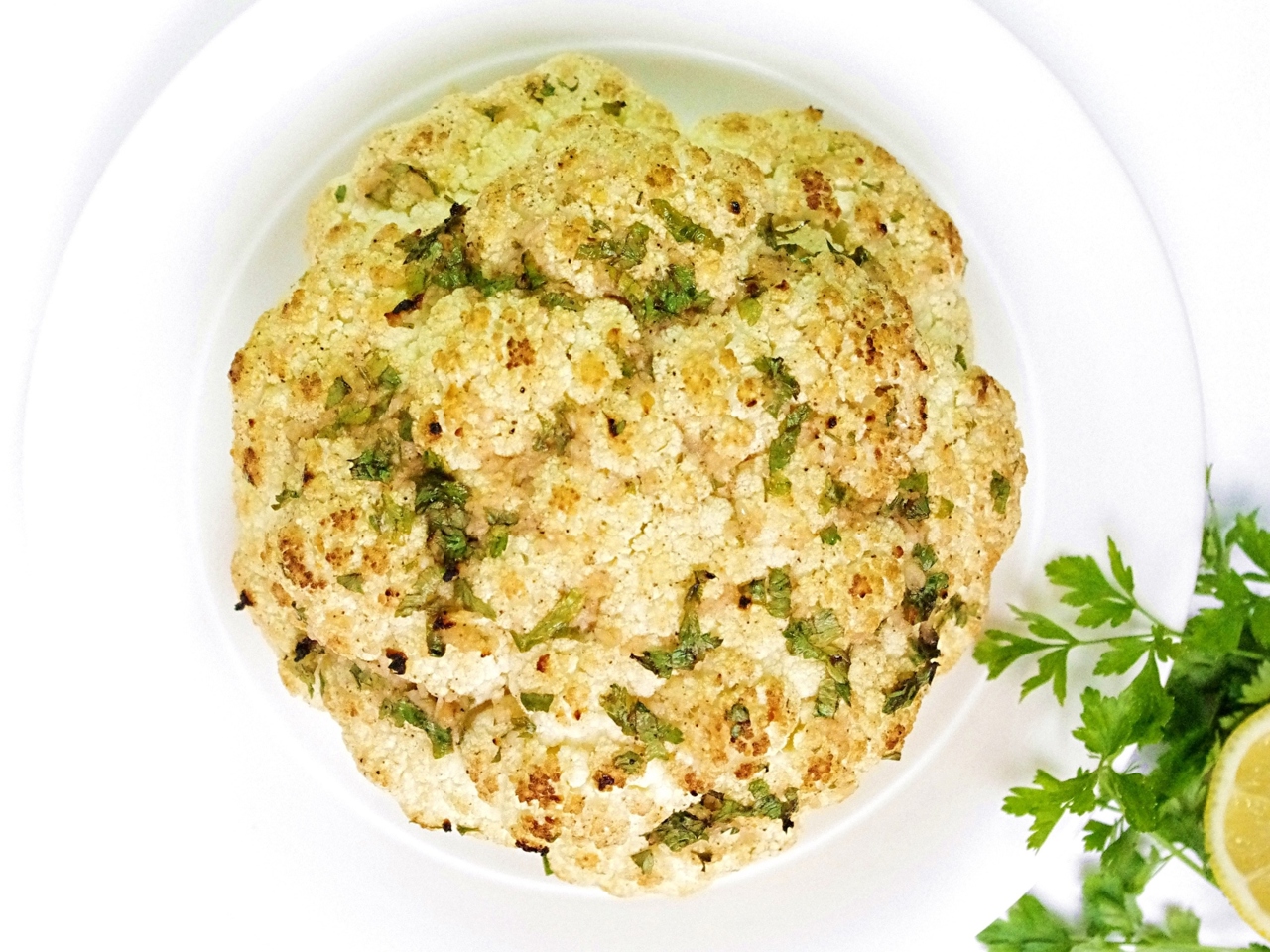 Whole Roasted Cauliflower with Garlic