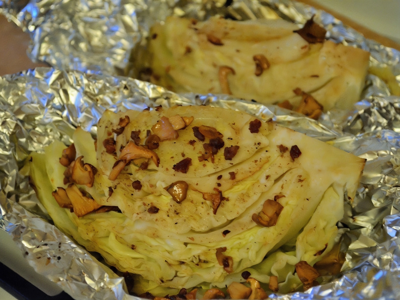 Baked Cabbage with Bacon and Chanterelles
