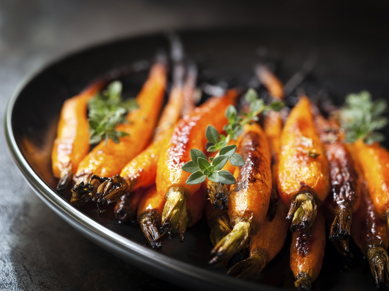 Roasted Young Carrots with Orange Juice and Ginger