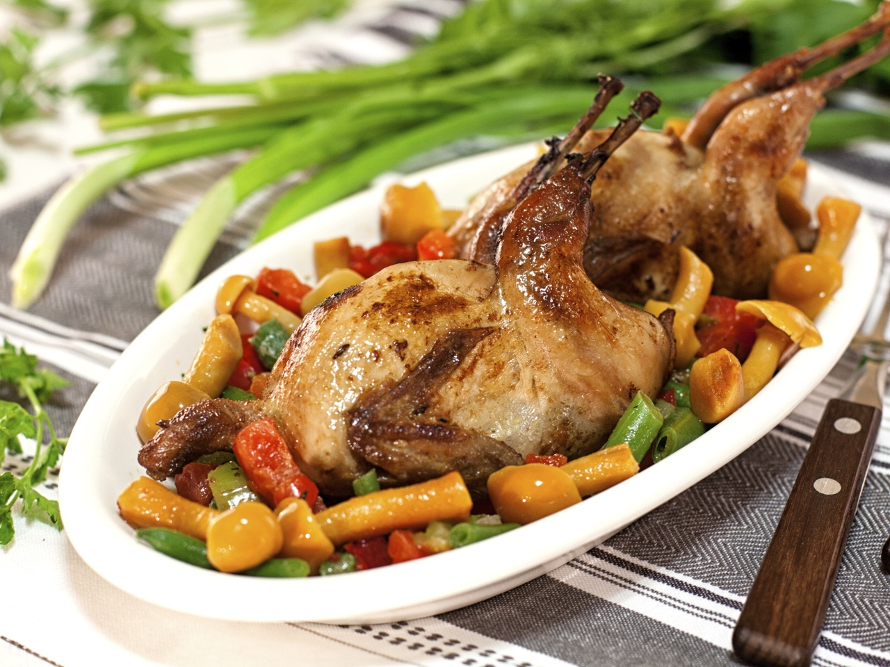 Baked Quail with Chestnuts