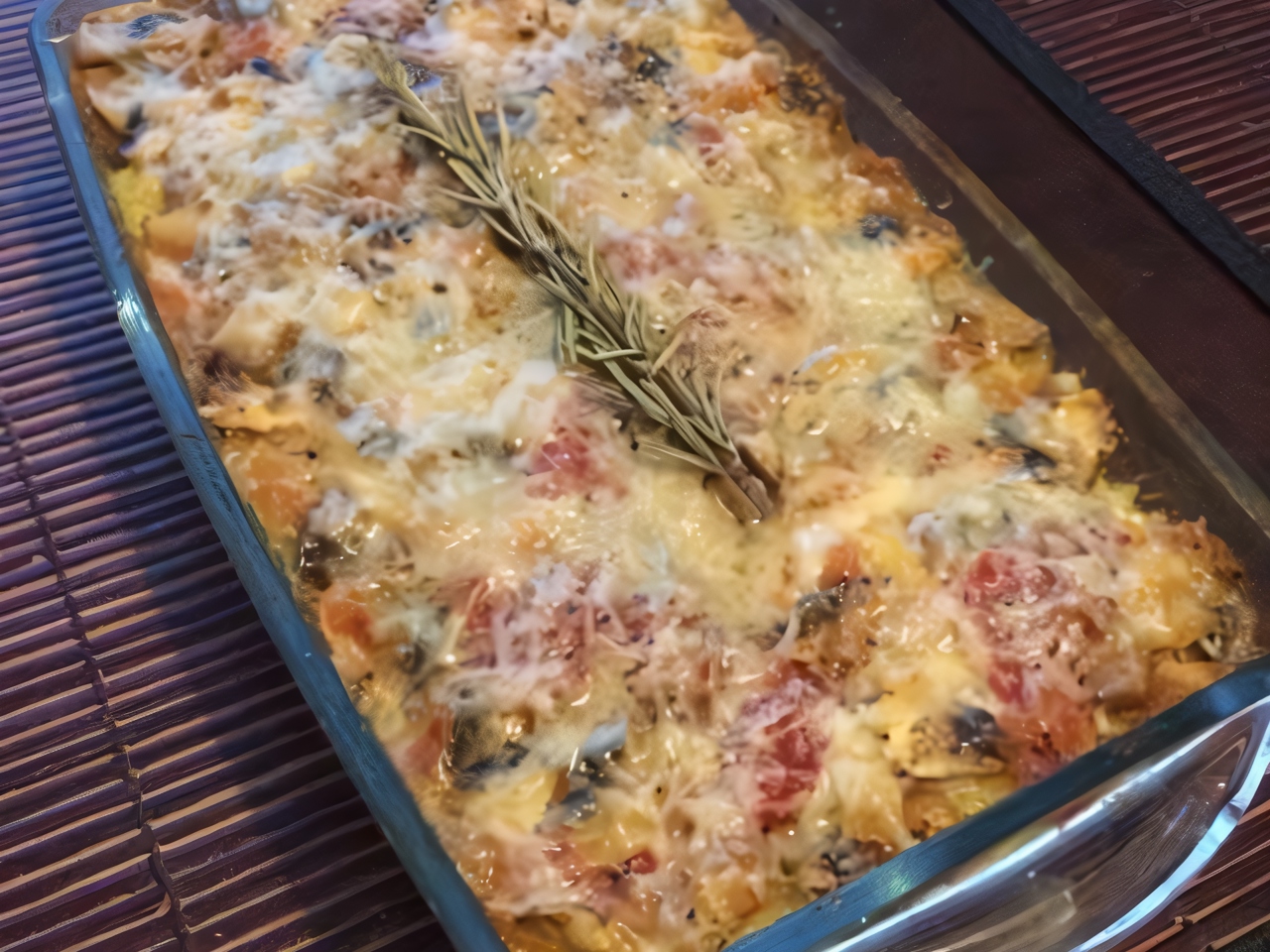 Baked Polenta with Mushrooms, Tomatoes, and Mozzarella