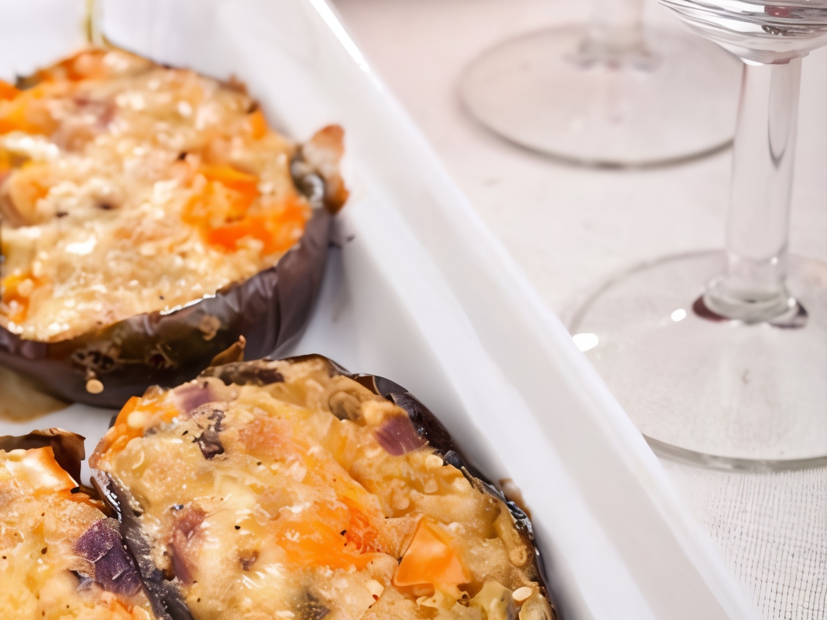 Baked Stuffed Eggplants with a Crispy Crust