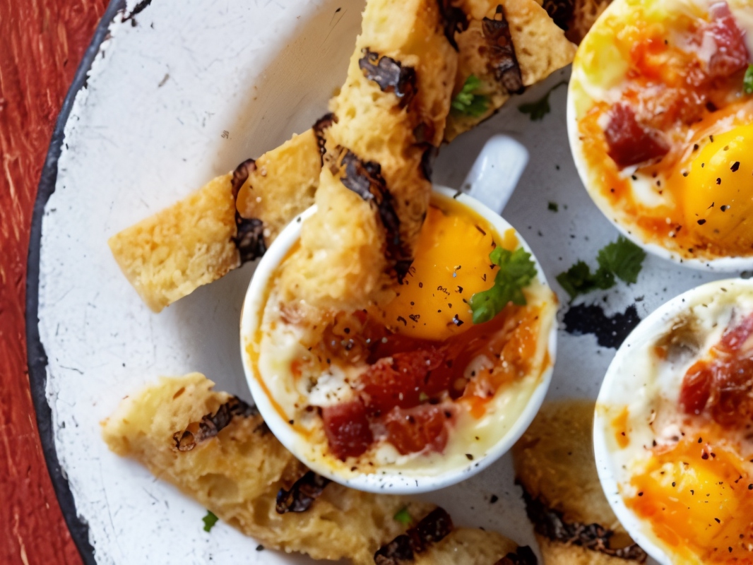 Baked Eggs with Chorizo and Brie Cheese