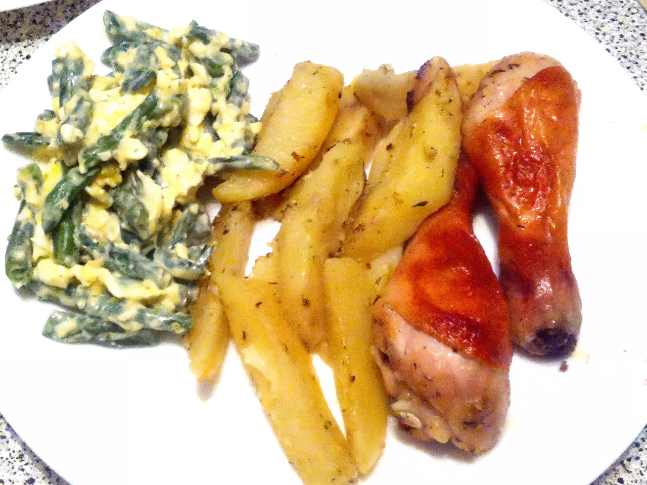 Baked Chicken Drumsticks with Potatoes and Herbes de Provence