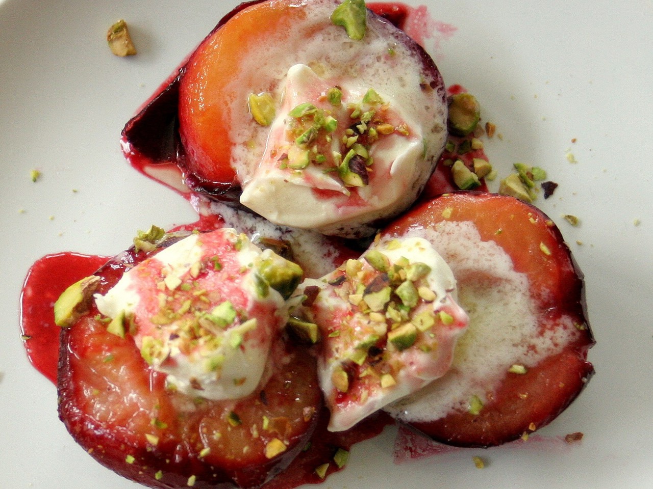 Baked Plums with Ice Cream